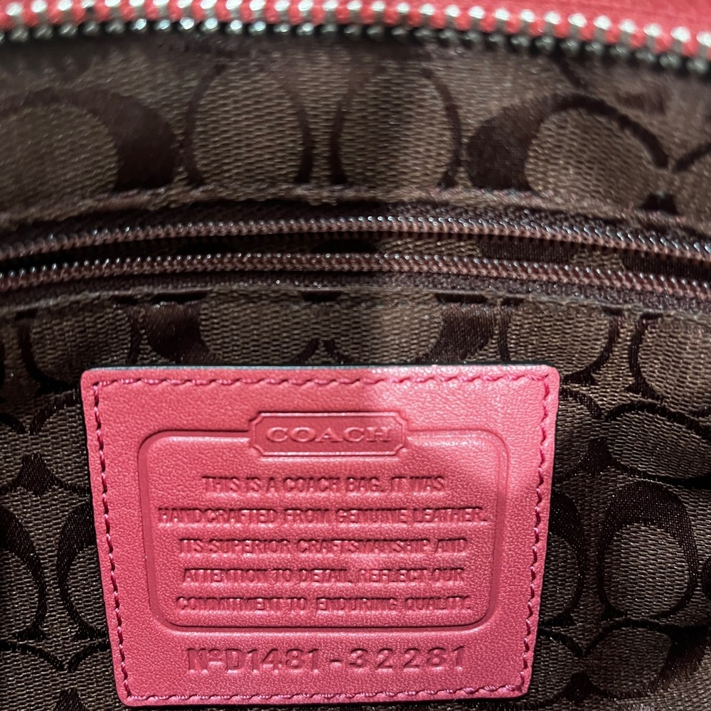 Authentic Light Raspberry Red Coach Soft Calf Lea… - image 6